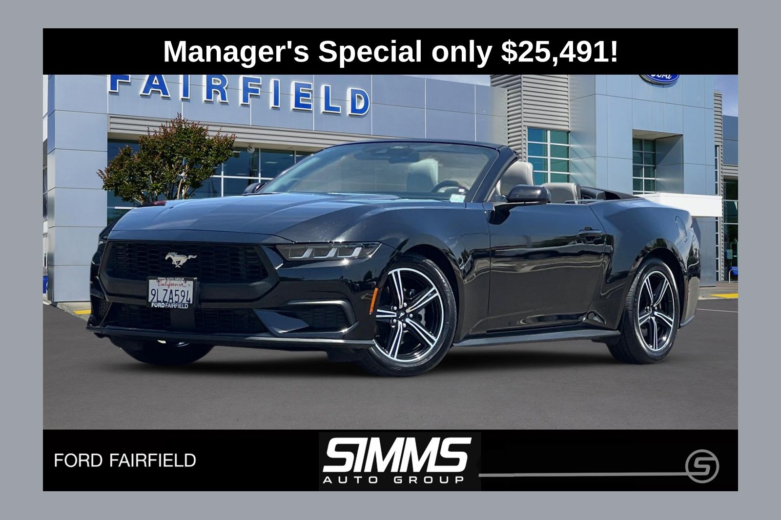 Shadow Black 2024 Ford Mustang Convertible Rear-Wheel Drive Automatic
