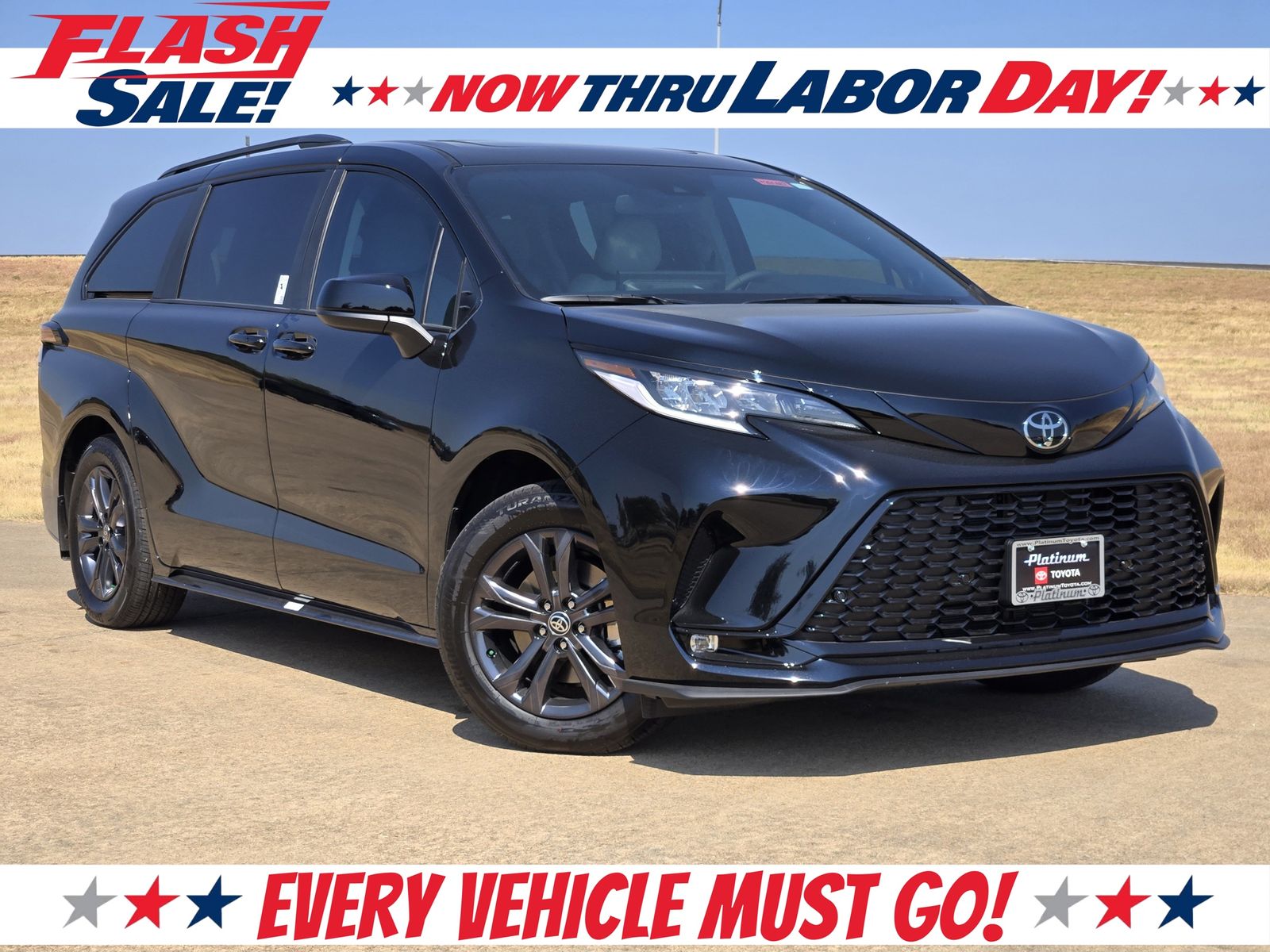 Midnight Black Metallic 2026 Toyota Sienna Minivan All-Wheel Drive Continuously Variable Transmission