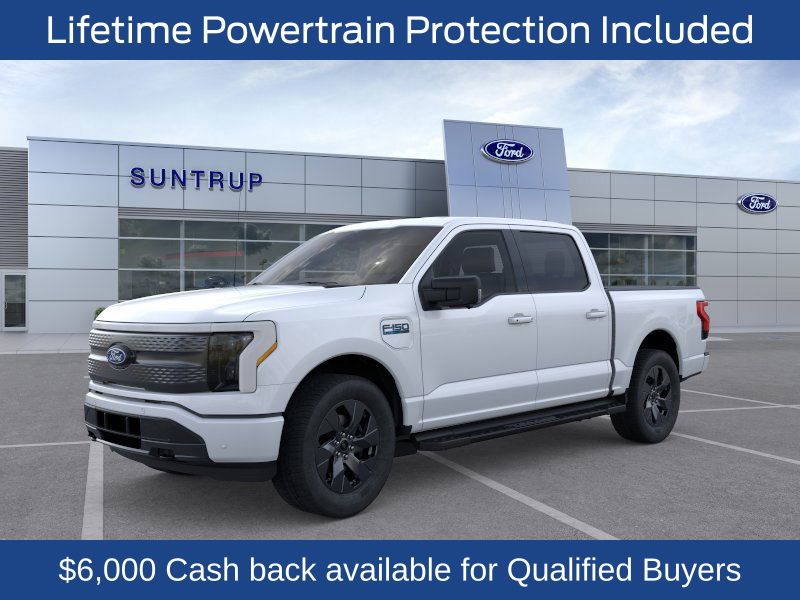 White Metallic 2025 Ford F-150 Lightning Flash SuperCrew AWD Pickup Truck All-Wheel Drive Automatic