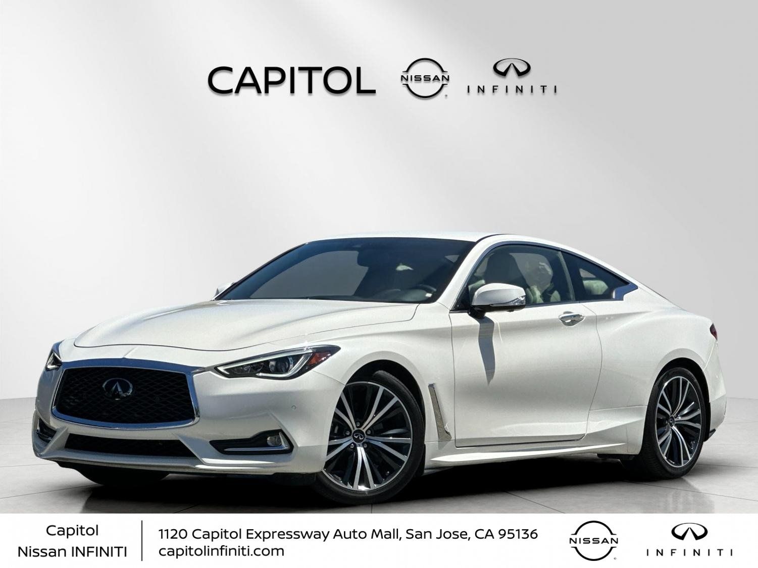 Majestic White 2022 INFINITI Q60 Coupe Rear-Wheel Drive 7-Speed Automatic