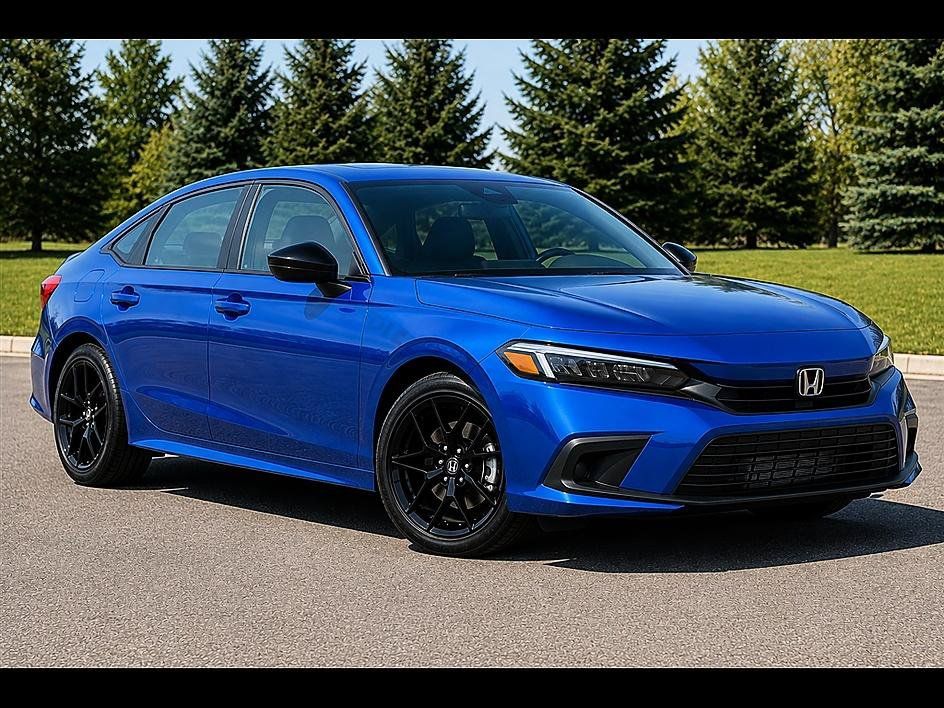 Aegean Blue Metallic 2024 Honda Civic Sedan Front-Wheel Drive Continuously Variable Transmission