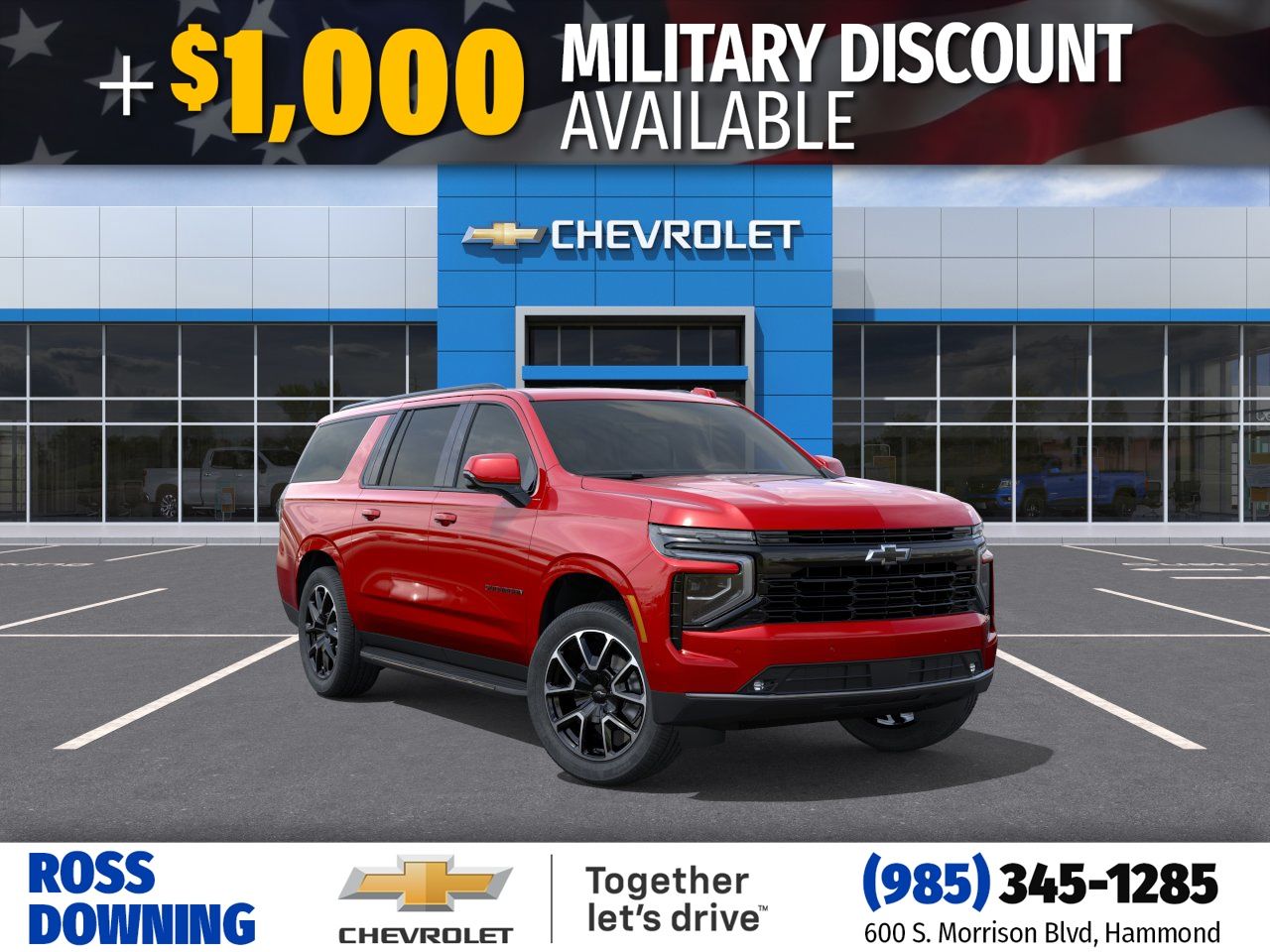2026 Chevrolet Suburban RST Red at Ross Downing Chevrolet