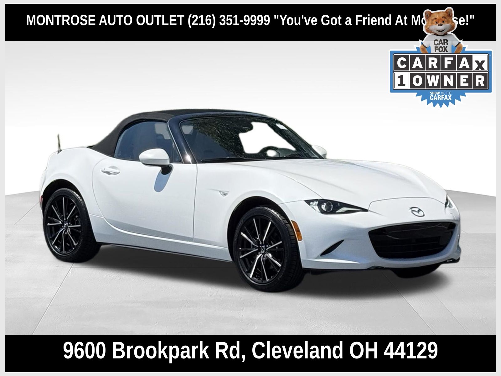 Snowflake White Pearl 2024 Mazda MX-5 Miata Convertible Rear-Wheel Drive 6-Speed Automatic