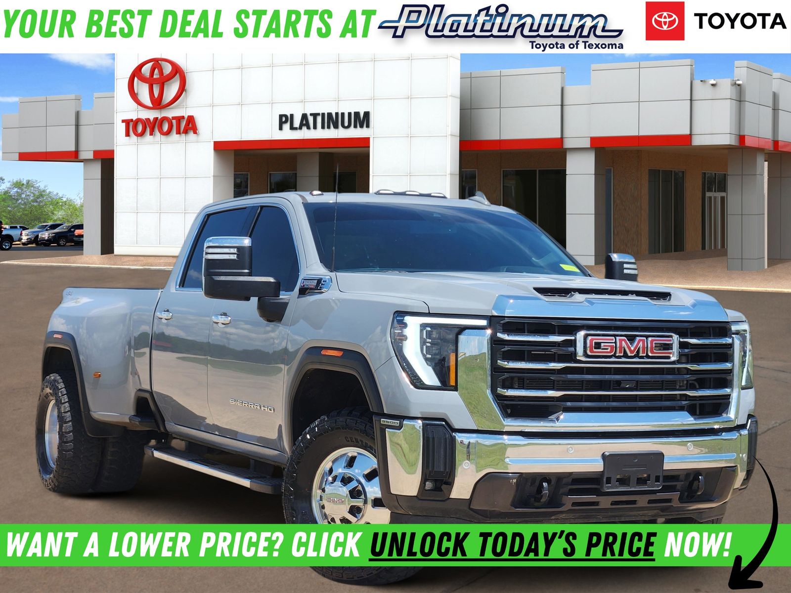 Thunderstorm Gray 2024 GMC Sierra 3500HD SLT Crew Cab 4WD Pickup Truck Four-Wheel Drive Automatic