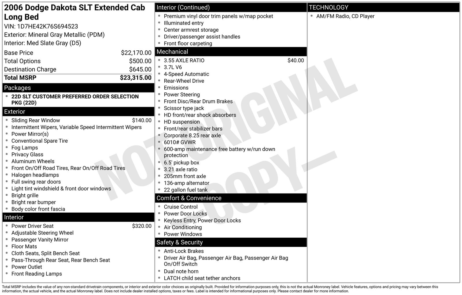 Used Car 2006 Dodge Dakota  Slt For Sale Under $10,000 In Austin, Texas