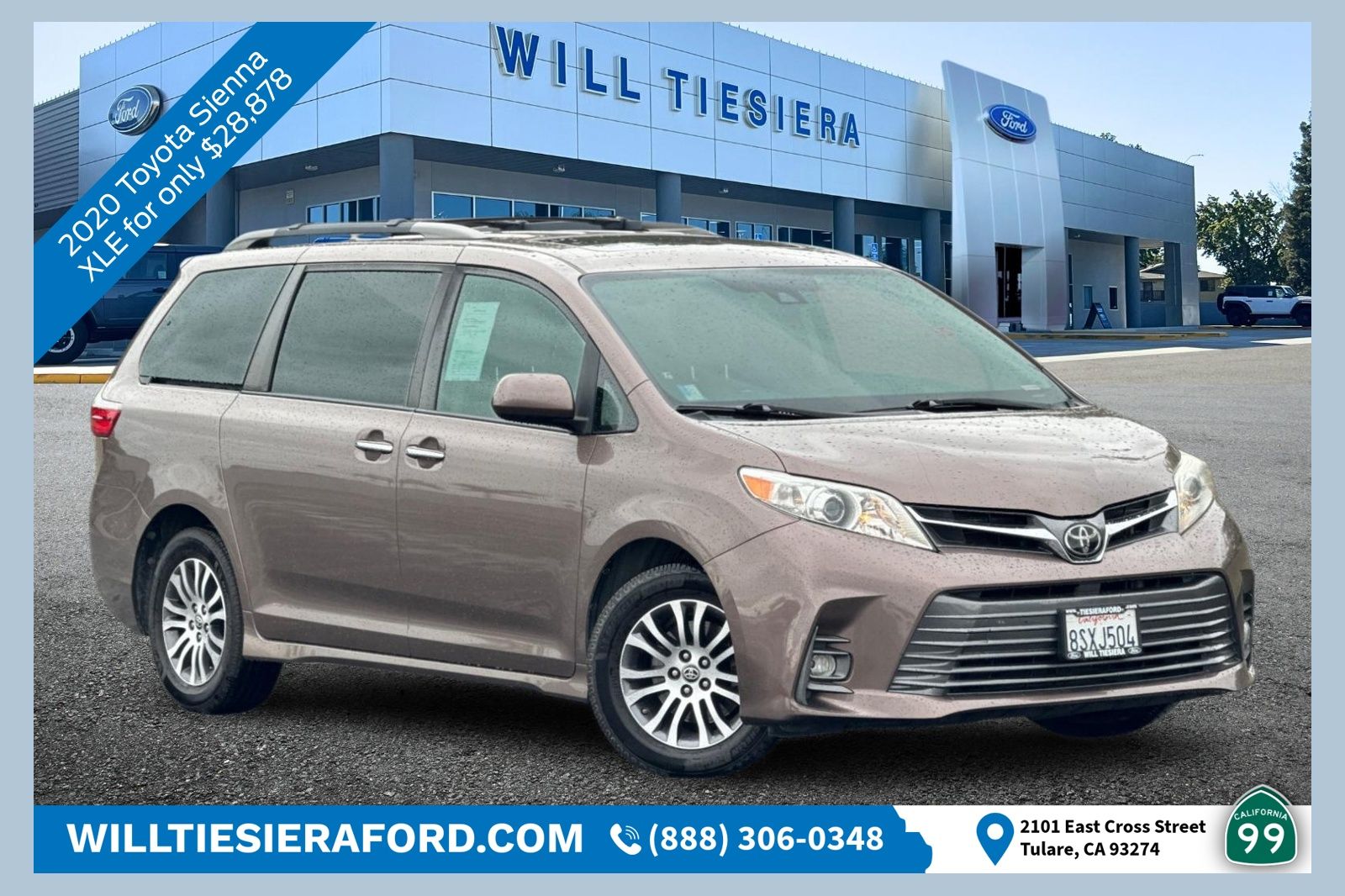 Walnut 2020 Toyota Sienna XLE 7-Passenger FWD with Auto-Access Seat Minivan Front-Wheel Drive 8-Speed Automatic