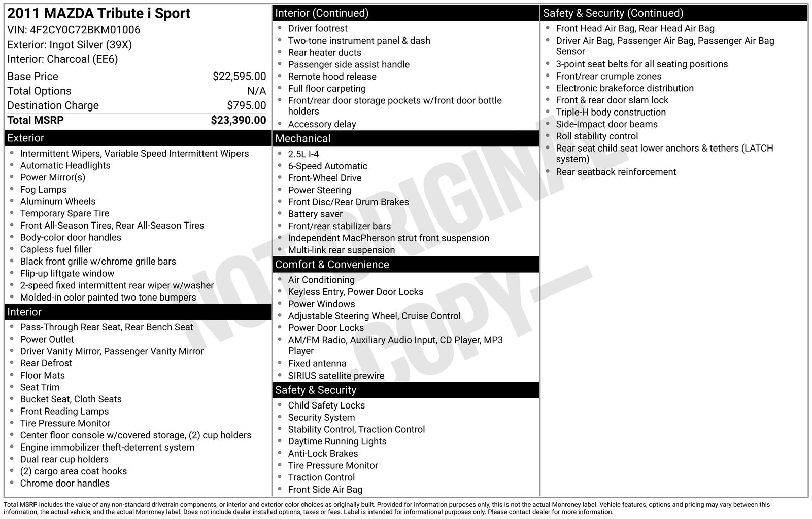 Used Car 2011 Mazda Tribute  I For Sale Under $10,000 In Austin, Texas