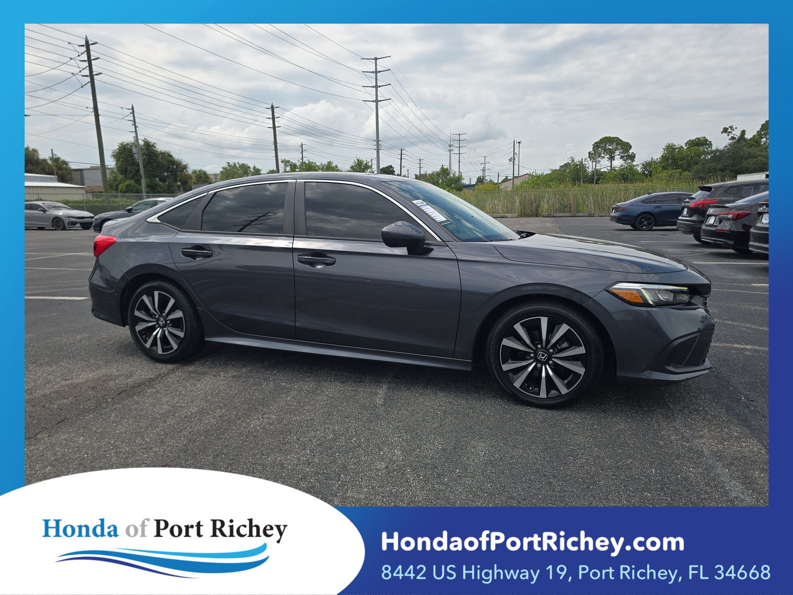 Meteorite Gray Metallic 2023 Honda Civic Sedan Front-Wheel Drive Continuously Variable Transmission