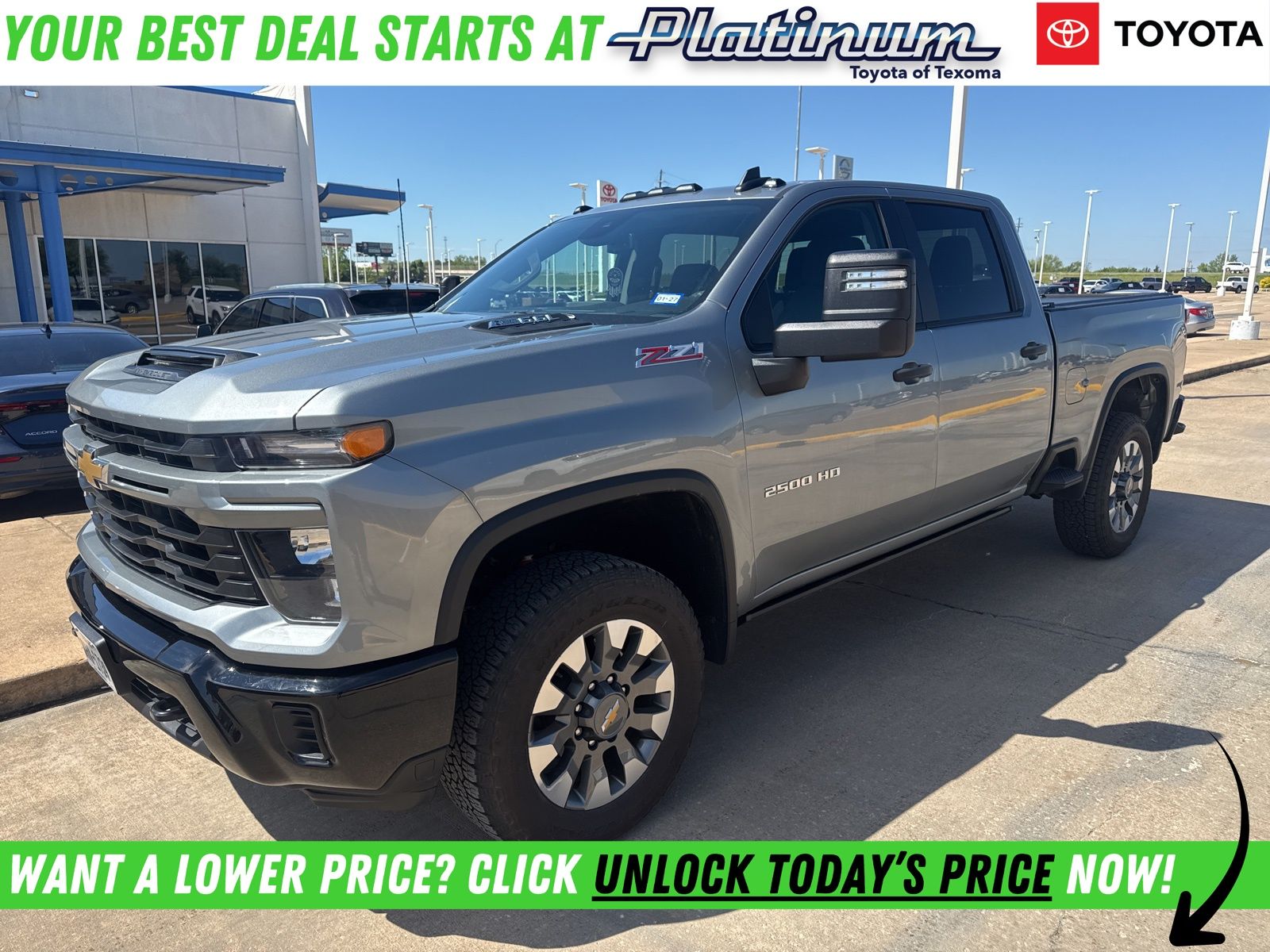 Sterling Gray Metallic 2024 Chevrolet Silverado 2500HD Custom Crew Cab 4WD Pickup Truck Four-Wheel Drive Automatic