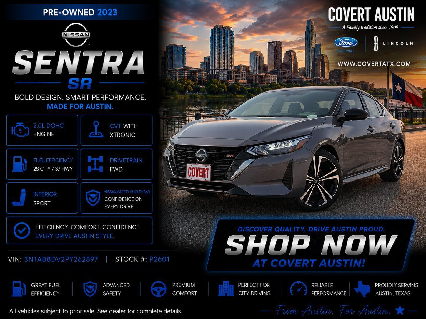 Used Car 2023 Nissan Sentra  Sr For Sale Under $25,000 In Austin, Texas