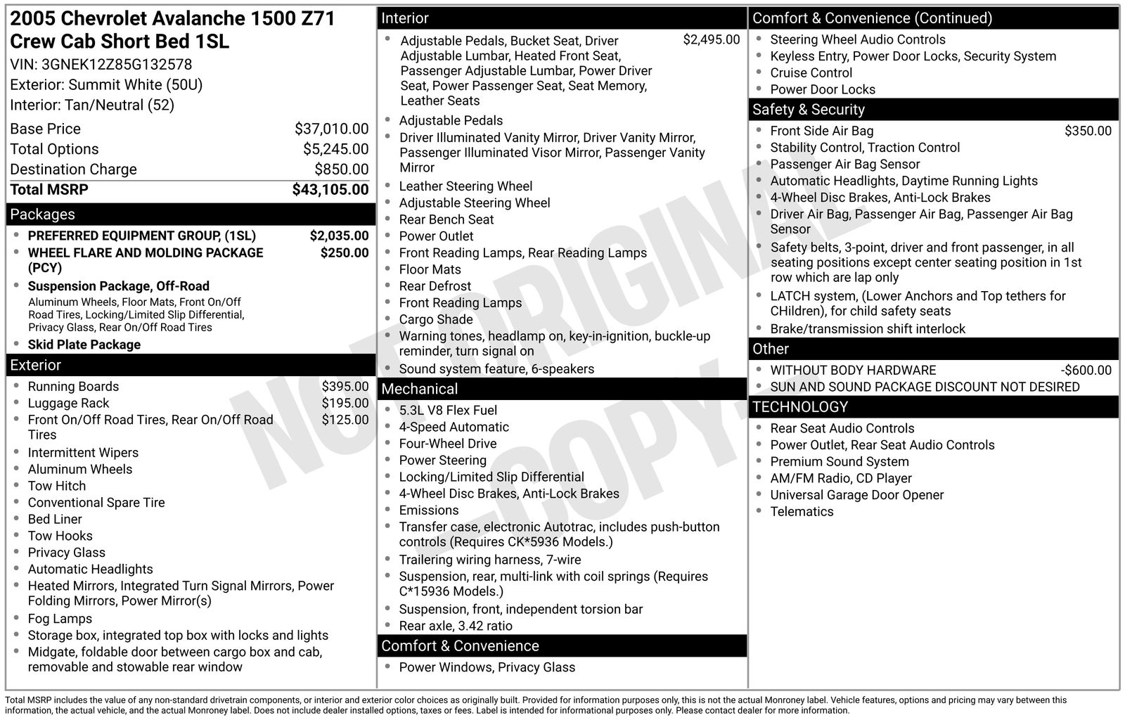 Used Car 2005 Chevrolet Avalanche 1500  Z71 For Sale Under $10,000 In Austin, Texas