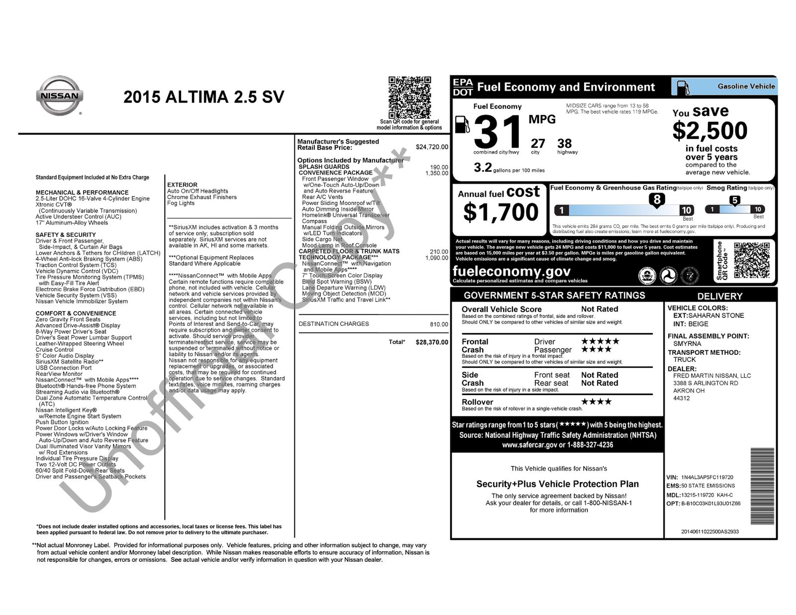 Used Car 2015 Nissan Altima  2.5 Sv For Sale Under $12,000 In Austin, Texas