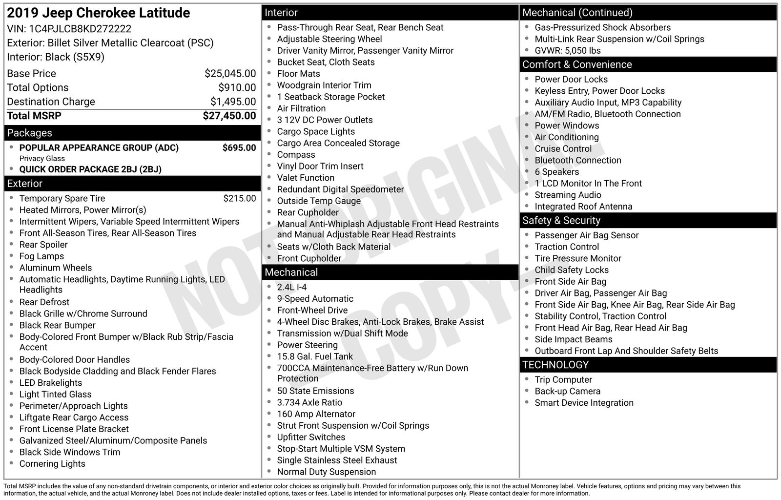 Used Car 2019 Jeep Cherokee  Latitude For Sale Under $10,000 In Austin, Texas