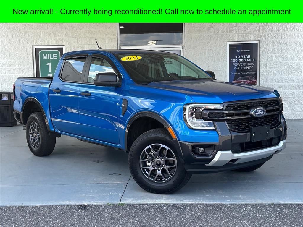 Blue Metallic 2024 Ford Ranger XLT SuperCrew 4WD Pickup Truck Four-Wheel Drive Automatic