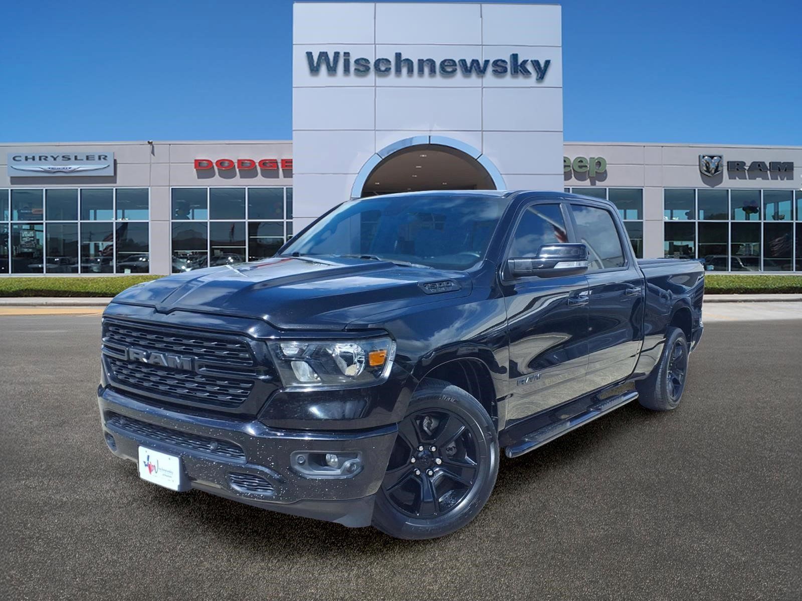 Diamond Black Crystal Pearlcoat 2022 RAM 1500 Big Horn Crew Cab RWD Pickup Truck 4X2 8-Speed Automatic