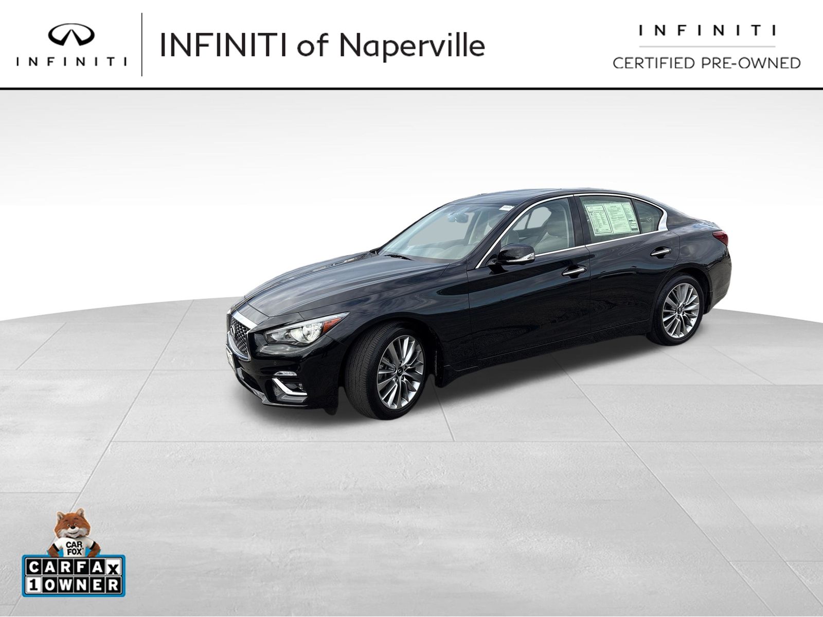 Midnight Black 2023 INFINITI Q50 Luxe AWD Sedan All-Wheel Drive 7-Speed Automatic Overdrive