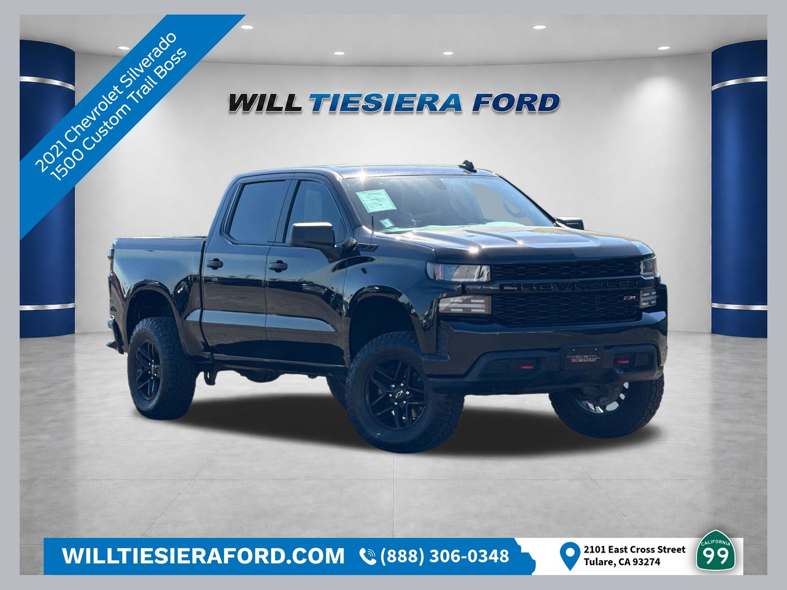 Black 2021 Chevrolet Silverado 1500 Pickup Truck Four-Wheel Drive 6-Speed Automatic Overdrive
