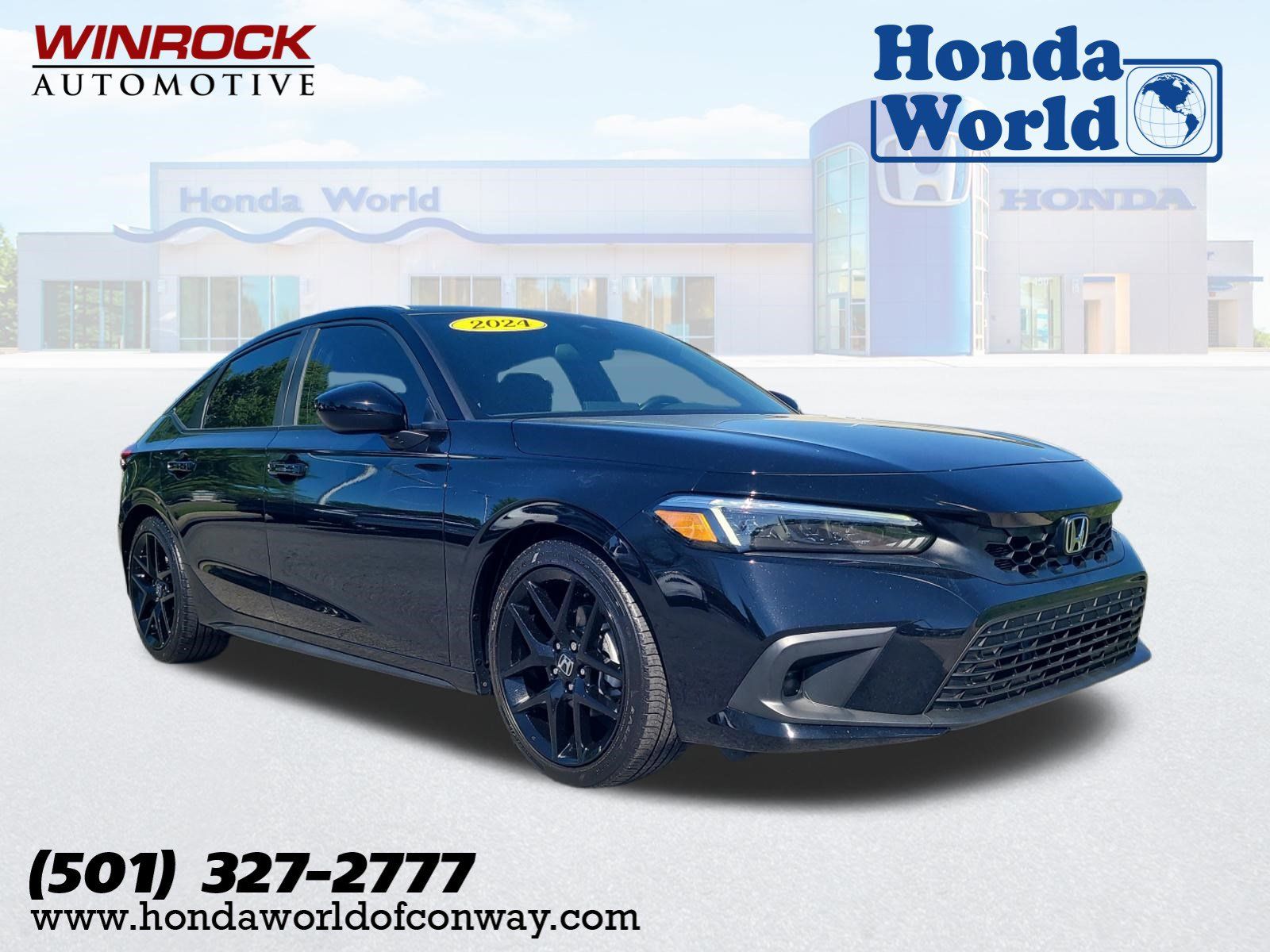 Crystal Black 2024 Honda Civic Hatchback Sport FWD Hatchback Front-Wheel Drive Continuously Variable Transmission
