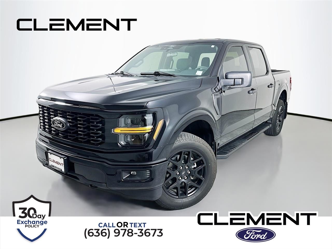 Black 2024 Ford F-150 STX SuperCrew 4WD Pickup Truck Four-Wheel Drive Automatic