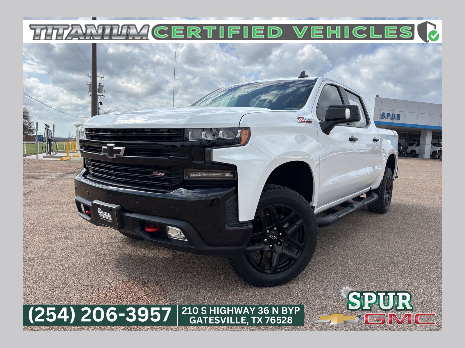Summit White 2021 Chevrolet Silverado 1500 LT Trail Boss Crew Cab 4WD Pickup Truck Four-Wheel Drive Automatic