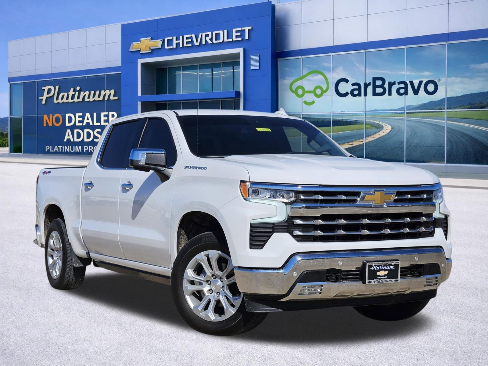 Summit White 2025 Chevrolet Silverado 1500 LTZ Crew Cab 4WD Pickup Truck Four-Wheel Drive Automatic