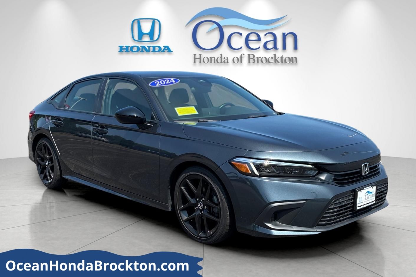 Meteorite Gray Metallic 2024 Honda Civic Sedan Front-Wheel Drive Continuously Variable Transmission