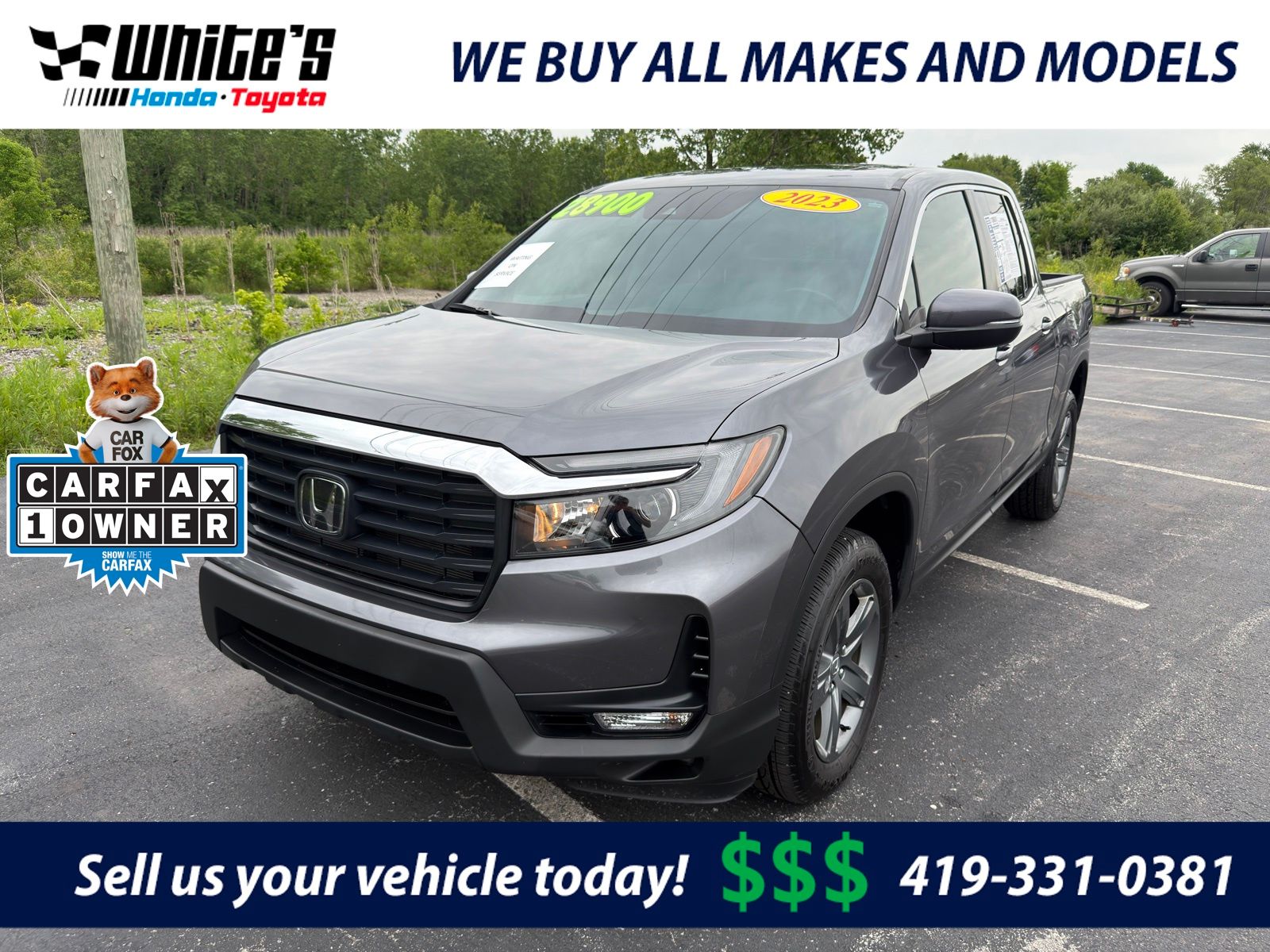 Gray 2023 Honda Ridgeline RTL AWD Pickup Truck All-Wheel Drive 9-Speed Automatic