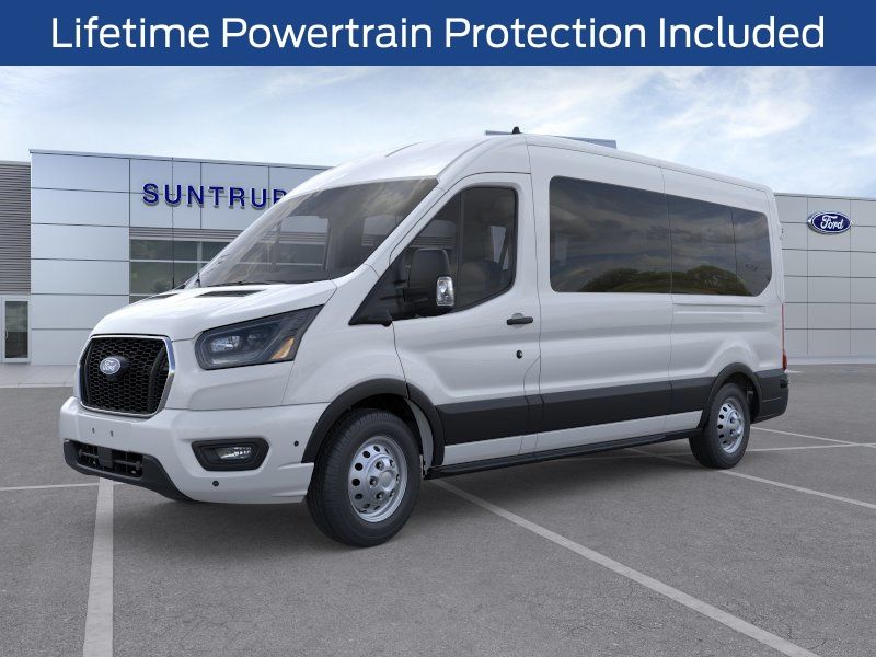 White 2026 Ford Transit Passenger 350 XLT Medium Roof LB AWD Van All-Wheel Drive