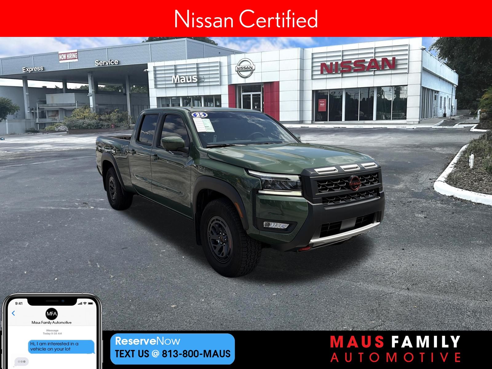 Tactical Green Metallic 2025 Nissan Frontier PRO-4X Crew Cab LB 4WD Pickup Truck Four-Wheel Drive 9-Speed Automatic Overdrive