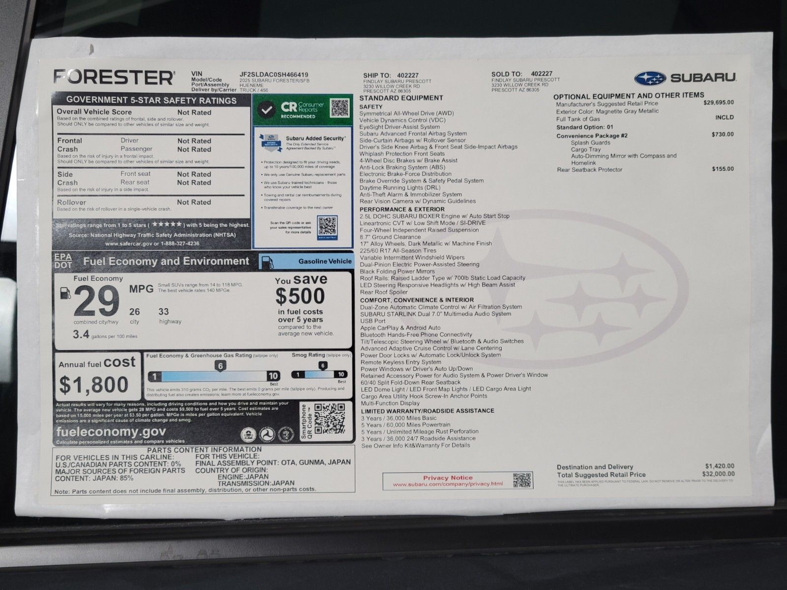 2025 Subaru Forester Base 33