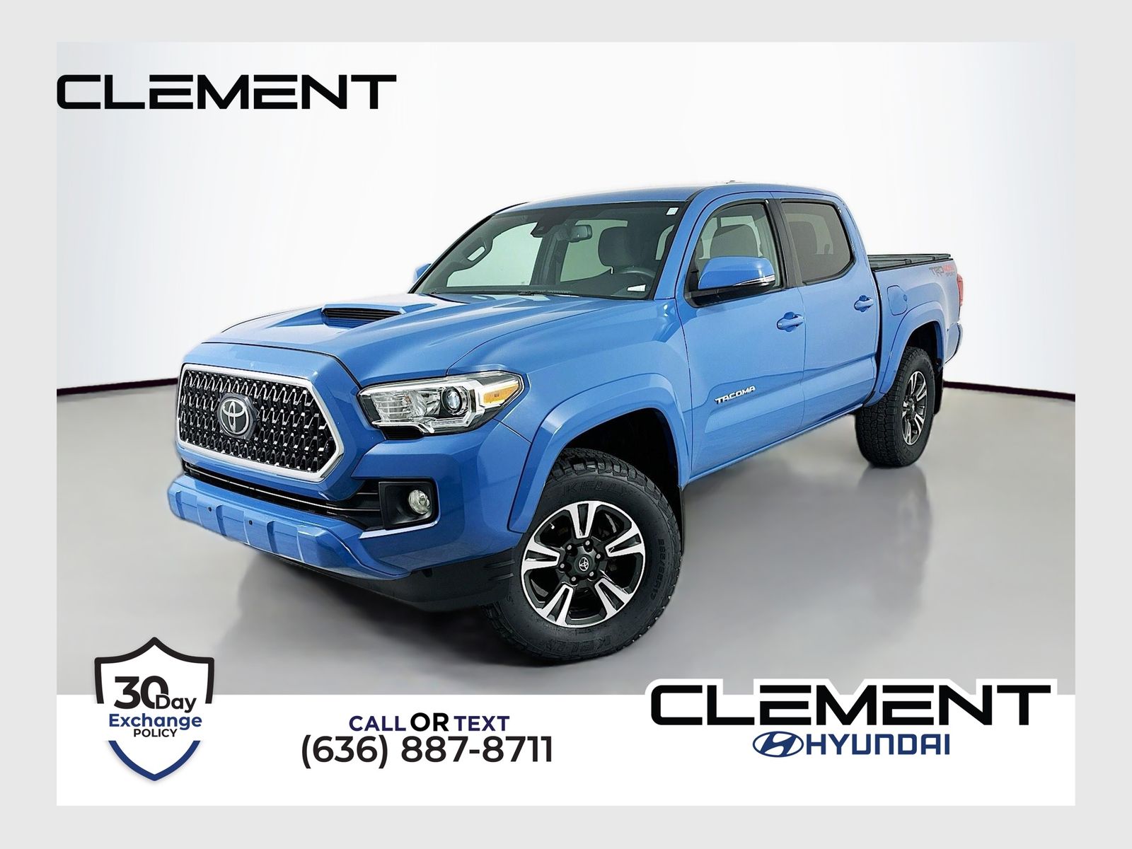Blue 2019 Toyota Tacoma TRD Sport Double Cab 4WD Pickup Truck Four-Wheel Drive 6-Speed Manual