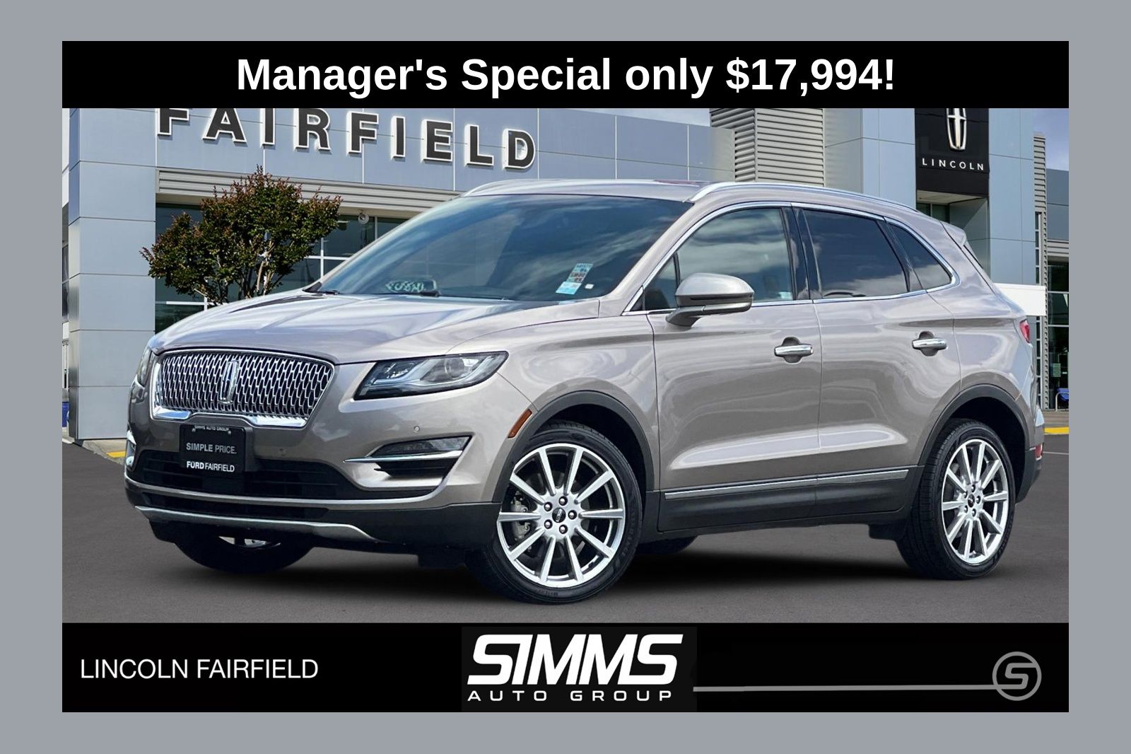 Mocha Metallic 2019 Lincoln MKC SUV / Crossover Front-Wheel Drive 6-Speed Automatic