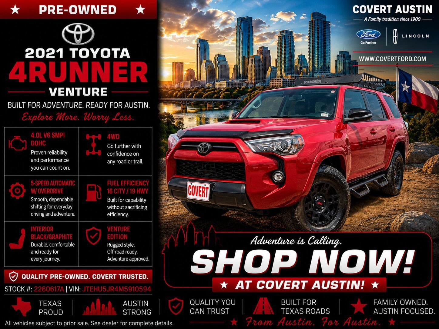 Barcelona Red Metallic 2021 Toyota 4Runner SUV / Crossover Four-Wheel Drive 5-Speed Automatic Overdrive
