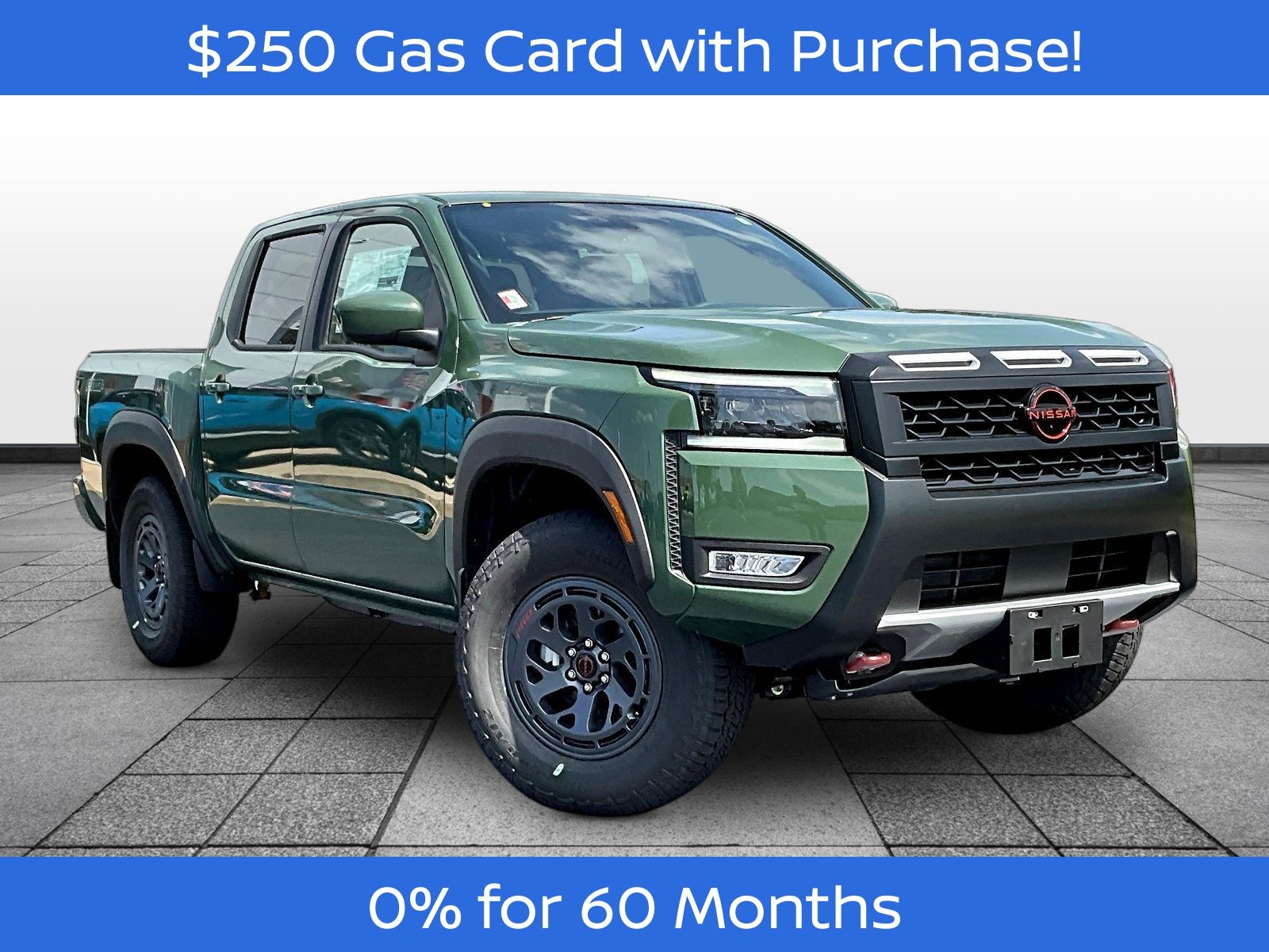 Tactical Green Metallic 2026 Nissan Frontier Pickup Truck Four-Wheel Drive 9-Speed Automatic Overdrive