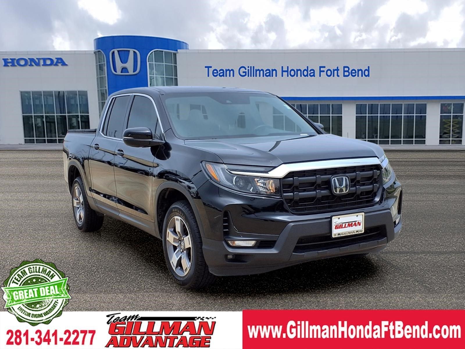 Crystal Black Pearl 2025 Honda Ridgeline RTL AWD Pickup Truck All-Wheel Drive 9-Speed Automatic