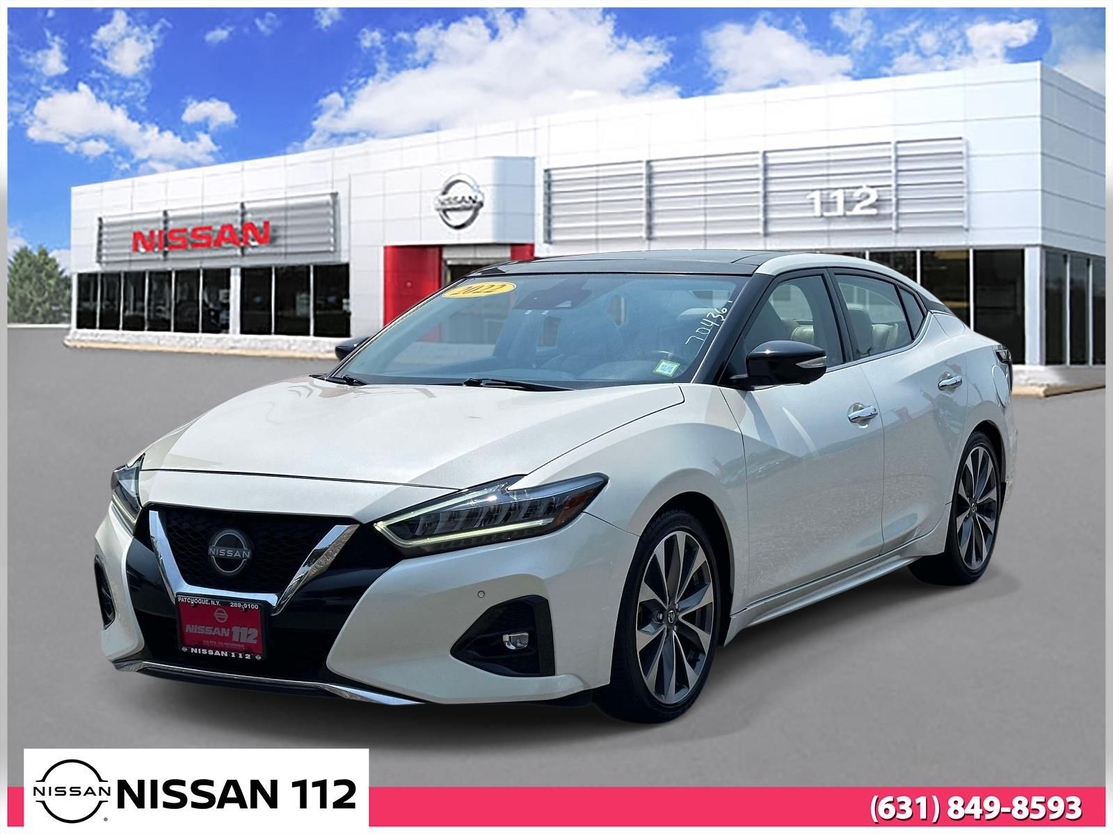 Pearl White 2022 Nissan Maxima Sedan Front-Wheel Drive Continuously Variable Transmission