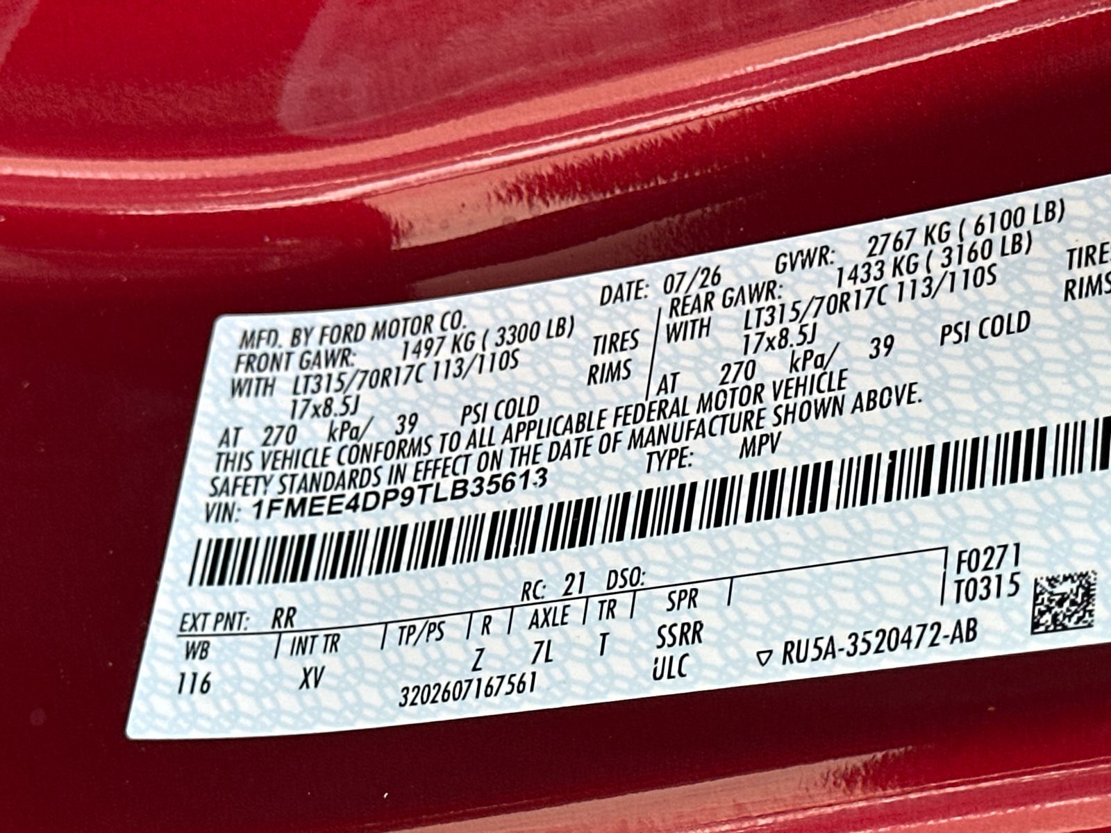 New 2026 Ruby Red Metallic Tinted Clearcoat Ford Heritage Edition image 34
