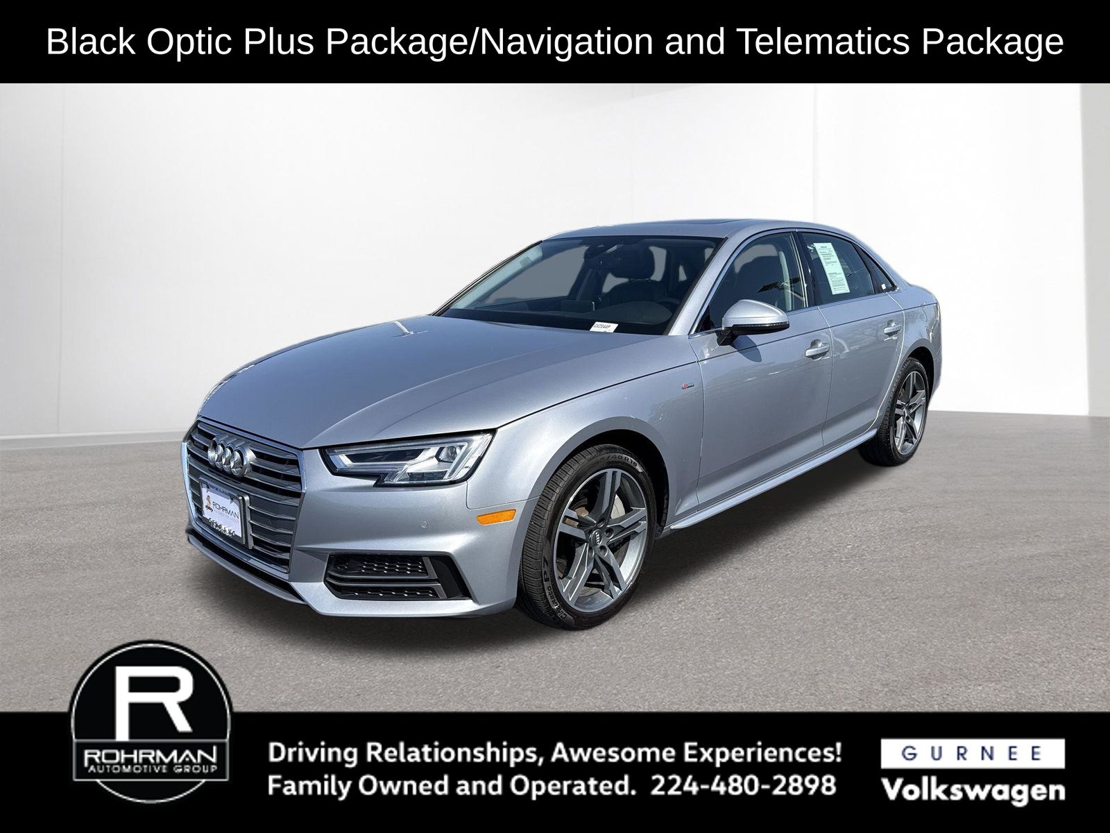 Silver Metallic 2018 Audi A4 2.0 TFSI quattro Premium Plus AWD Sedan All-Wheel Drive 7-Speed Automatic