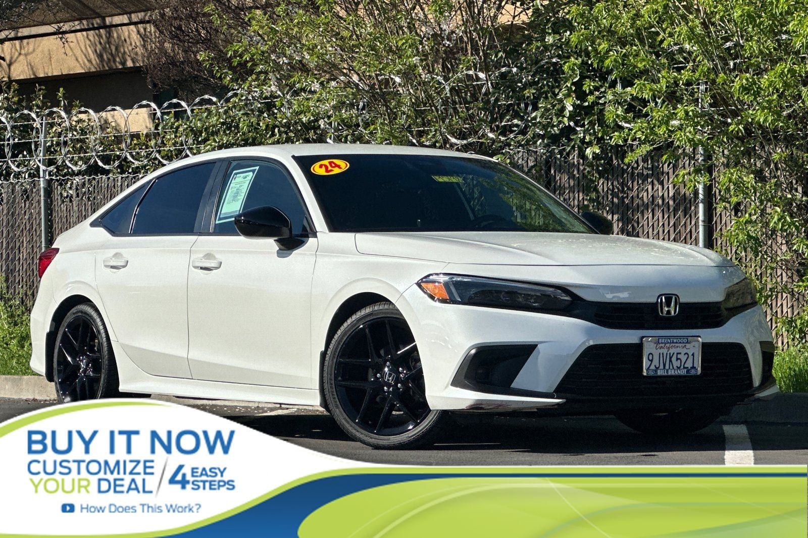 Platinum White Pearl 2024 Honda Civic Sport FWD Sedan Front-Wheel Drive Continuously Variable Transmission