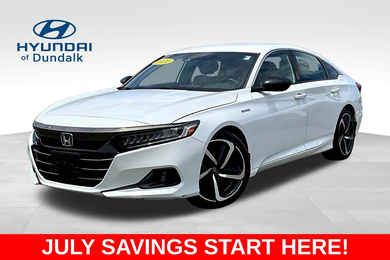 White 2022 Honda Accord Hybrid Sedan Front-Wheel Drive Continuously Variable Transmission