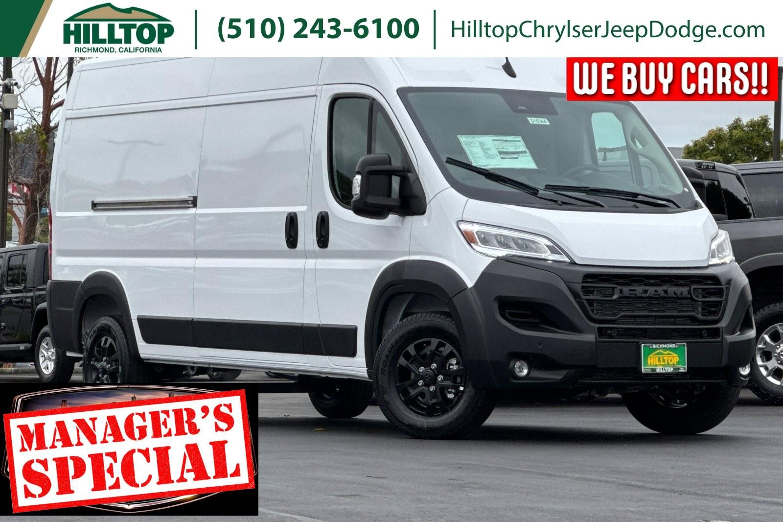 Bright White Clearcoat 2026 RAM ProMaster 2500 SLT+ 159 High Roof Cargo Van FWD Van Front-Wheel Drive 9-Speed Automatic