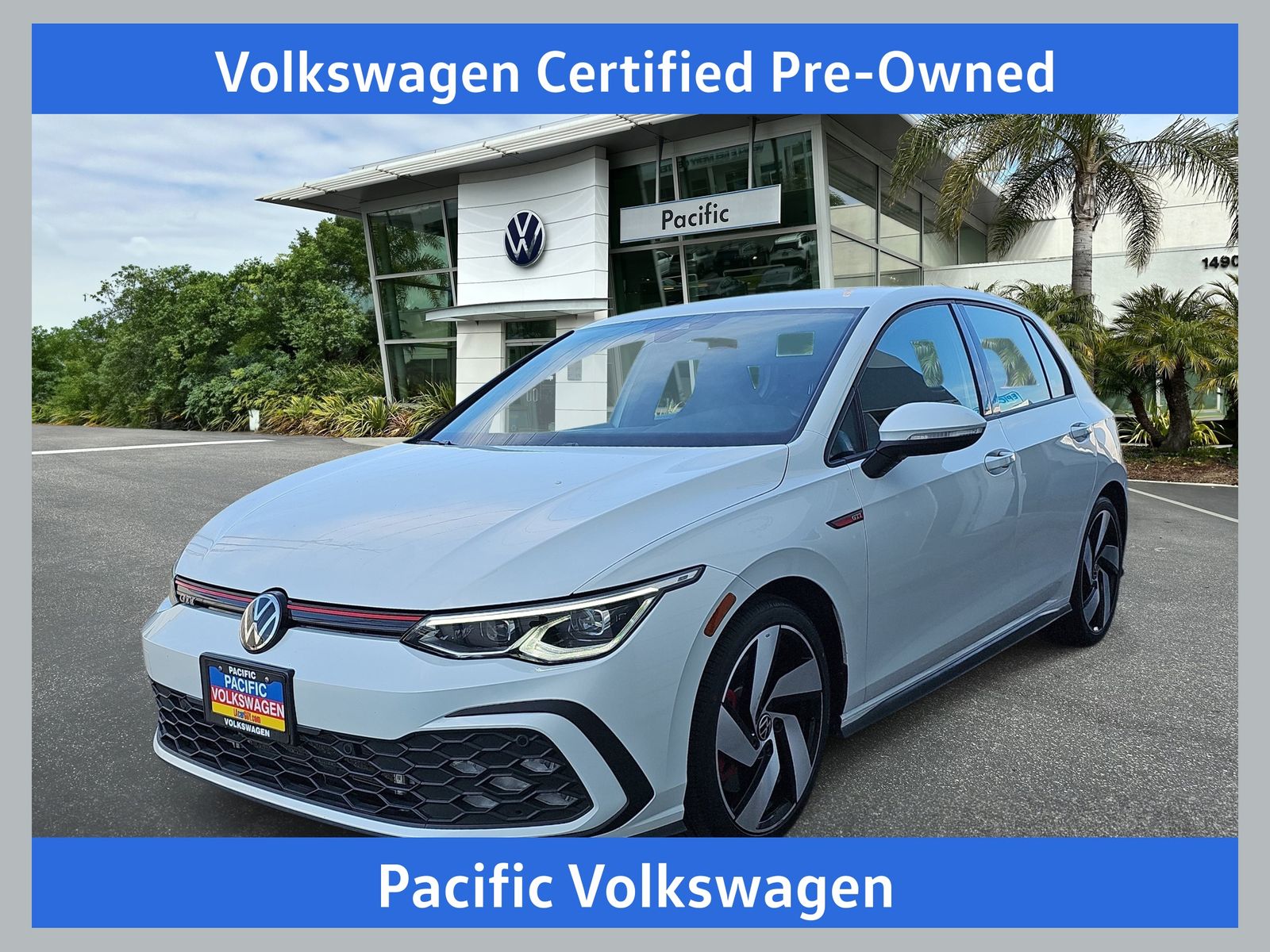 Opal White Pearl 2024 Volkswagen Golf GTI Hatchback Front-Wheel Drive 7-Speed Dual Clutch
