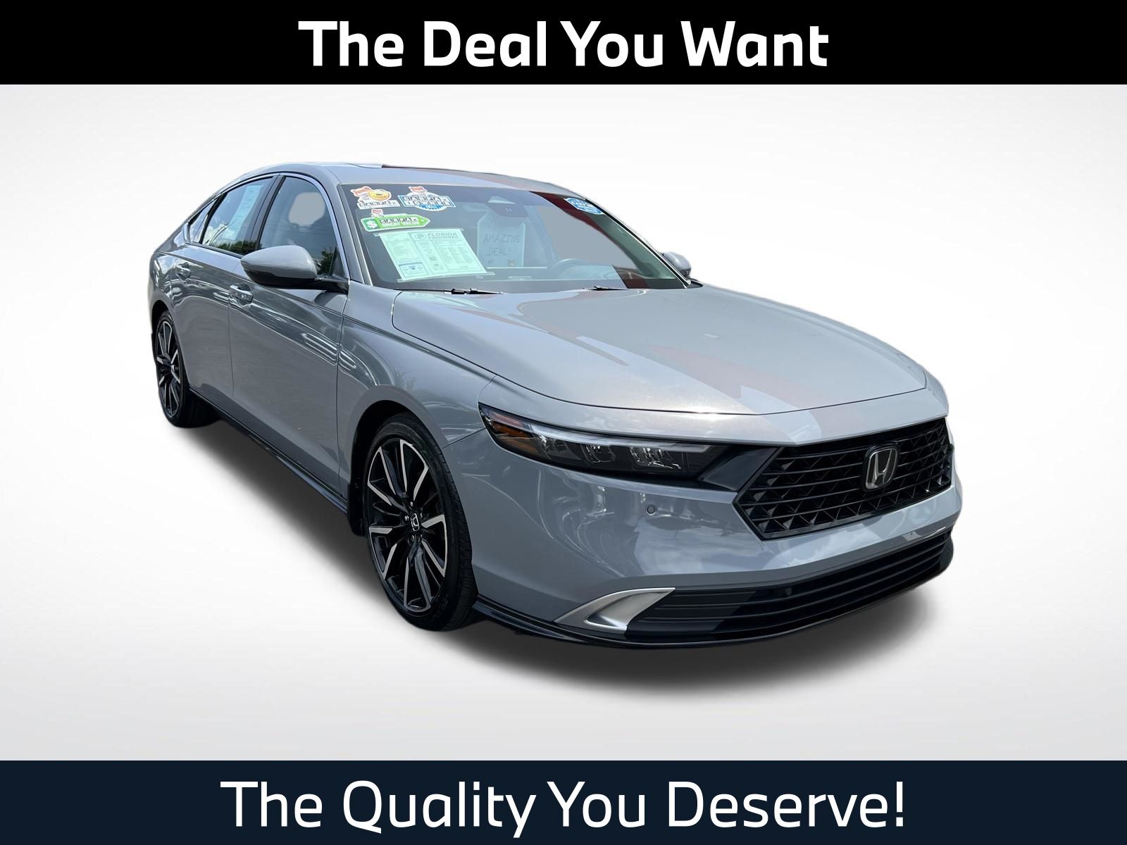 Gray 2024 Honda Accord Hybrid Touring FWD Sedan Front-Wheel Drive Continuously Variable Transmission