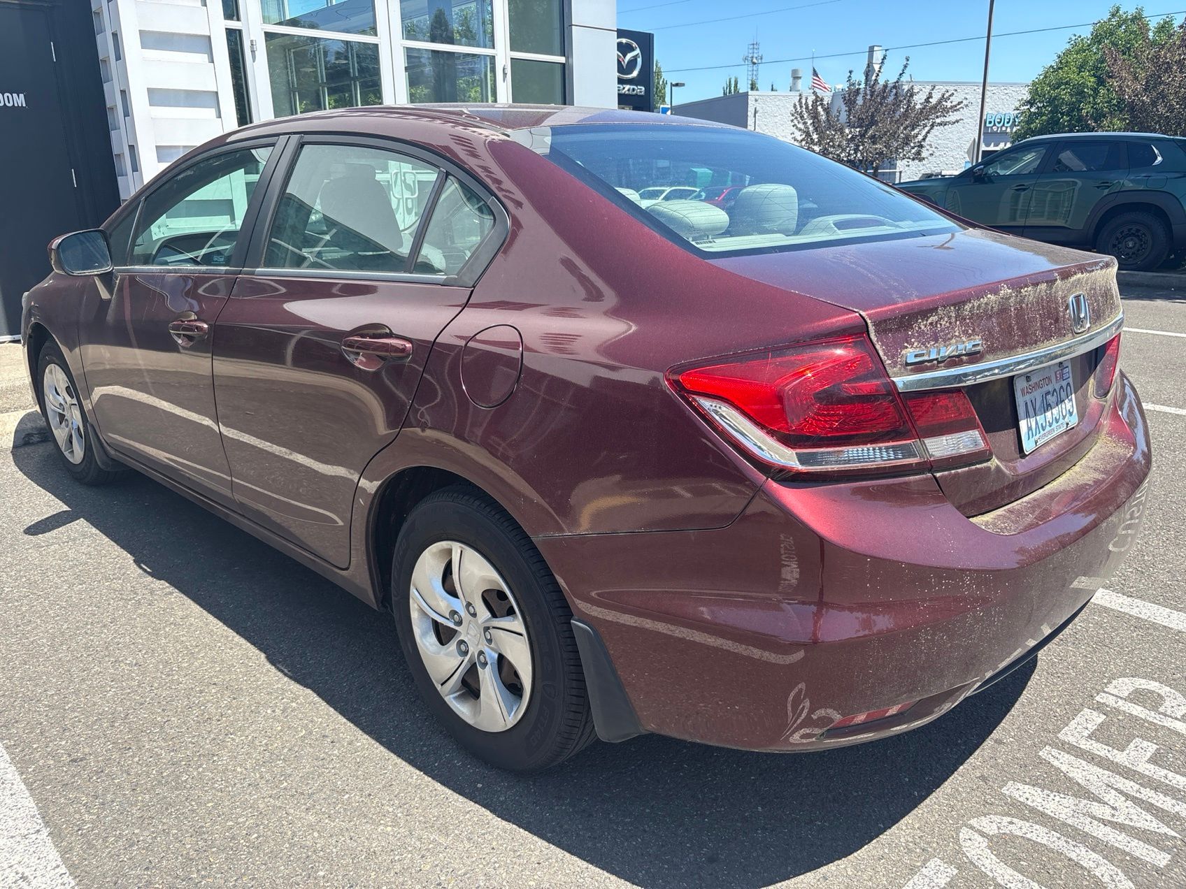 Red 2015 Honda Civic Sedan Front-Wheel Drive Continuously Variable Transmission