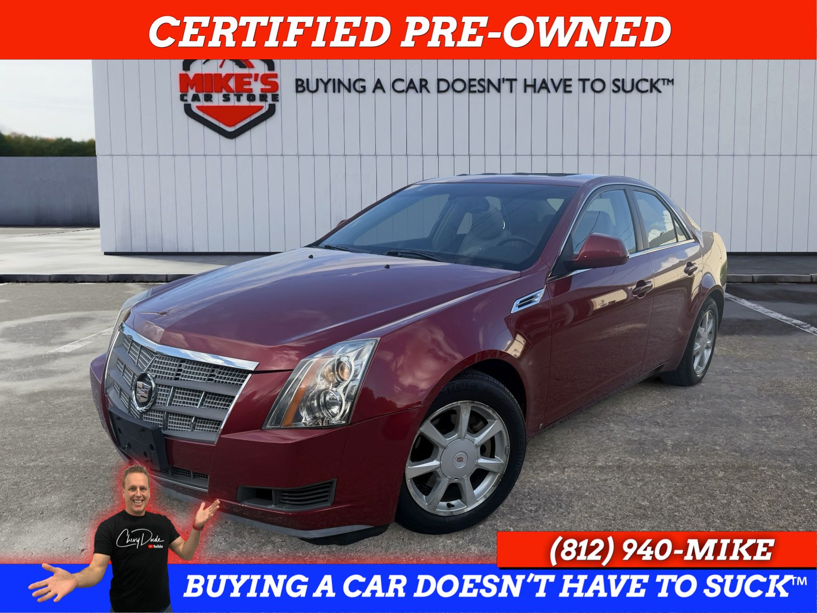 Crystal Red Tintcoat 2008 Cadillac CTS Sedan Rear-Wheel Drive 6-Speed Automatic
