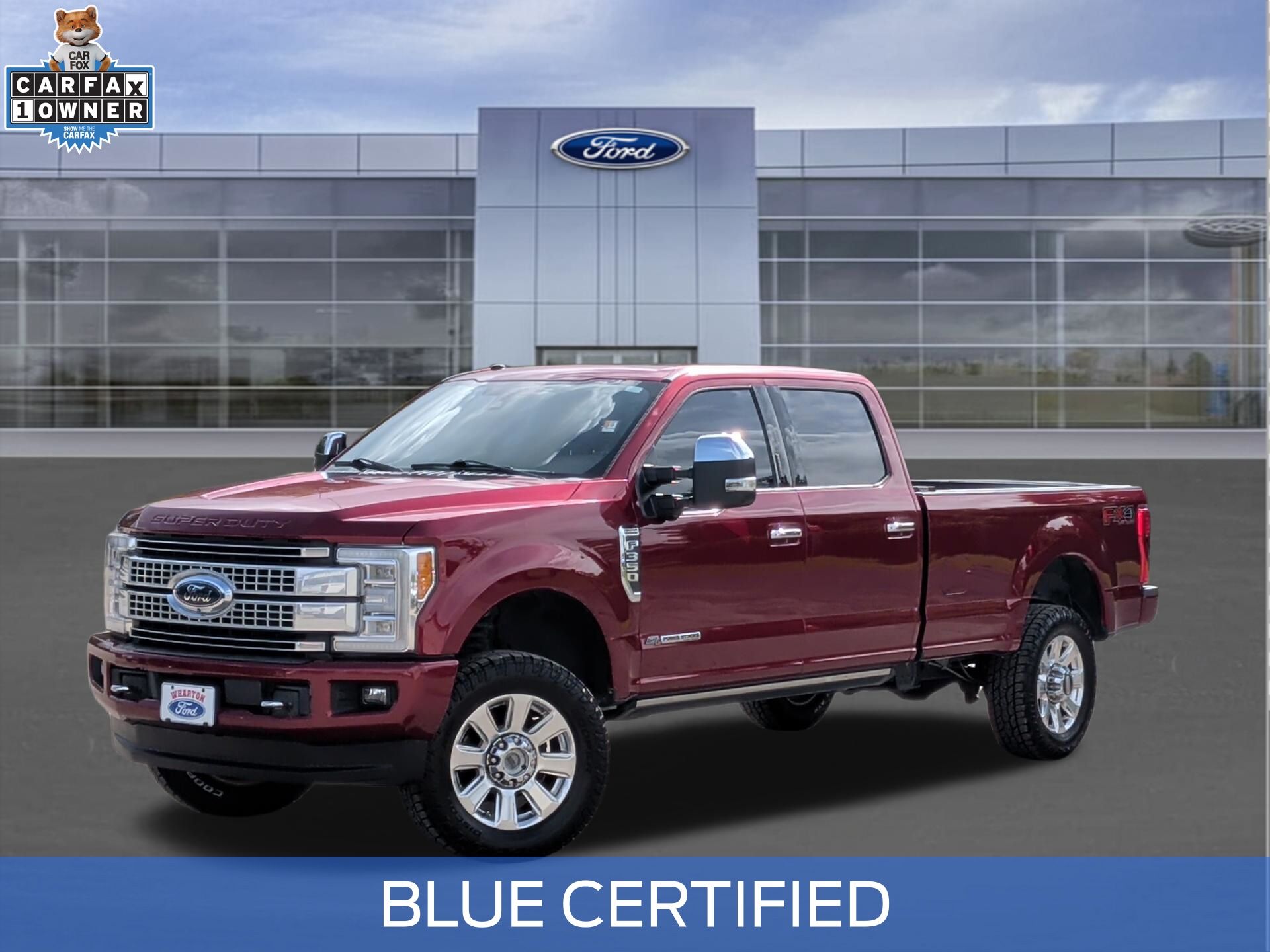 Ruby Red Metallic 2018 Ford F-350 Super Duty Platinum Crew Cab 4WD Pickup Truck Four-Wheel Drive 6-Speed Automatic
