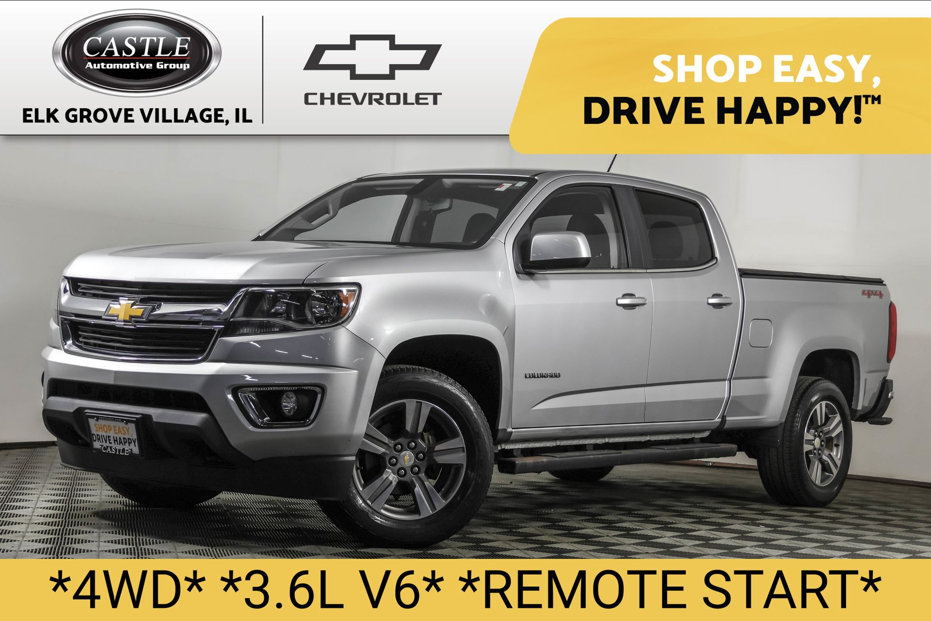 Silver Ice Metallic 2015 Chevrolet Colorado Pickup Truck Four-Wheel Drive 6-Speed Automatic