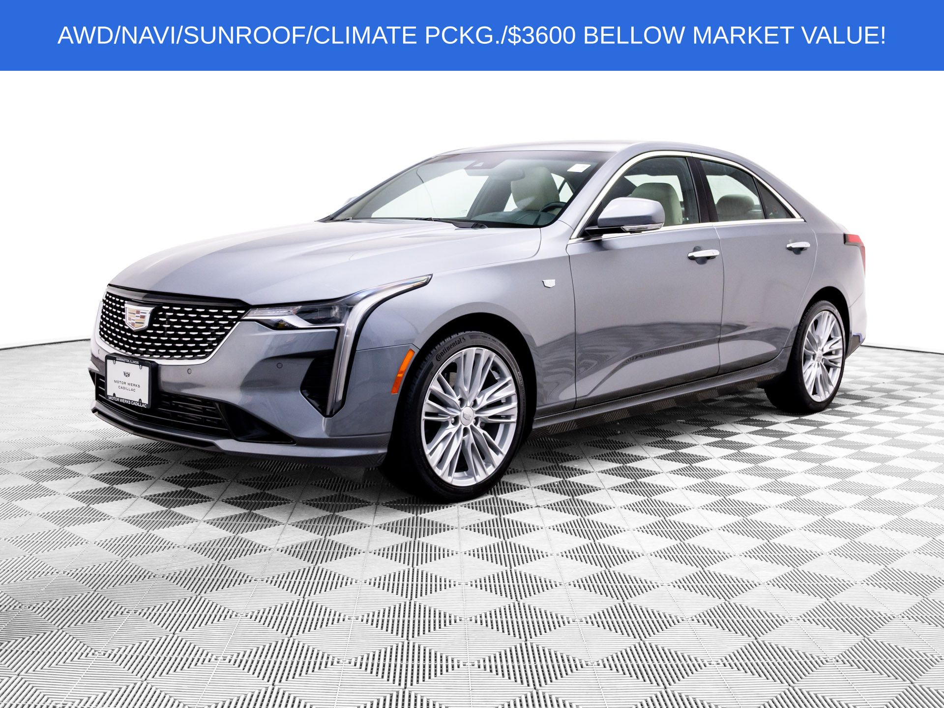 Gray (Satin Steel Metallic) 2022 Cadillac CT4 Sedan All-Wheel Drive Automatic