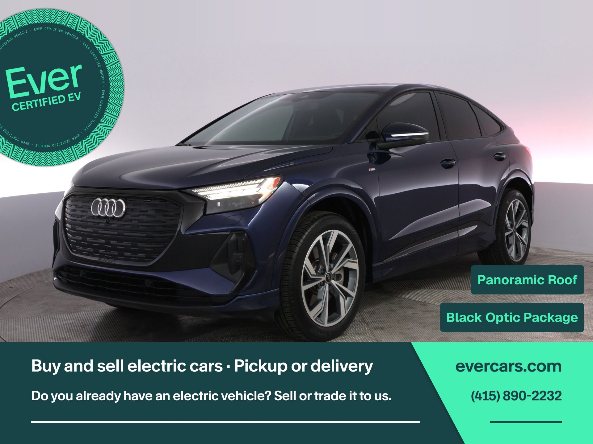 Blue 2024 Audi Q4 e-tron Sportback quattro Prestige 50 Sedan All-Wheel Drive Automatic