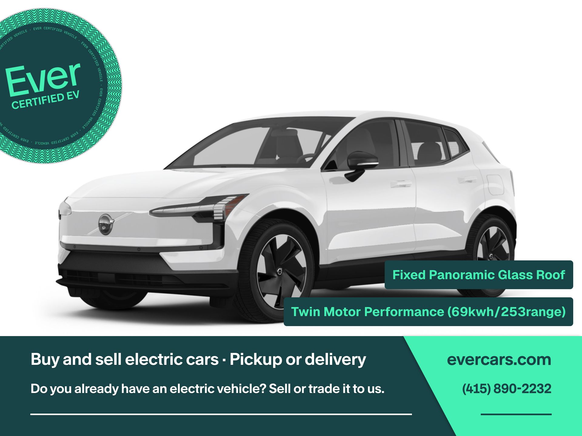 Crystal White 2025 Volvo EX30 Twin Plus eAWD SUV / Crossover All-Wheel Drive 1-Speed Automatic